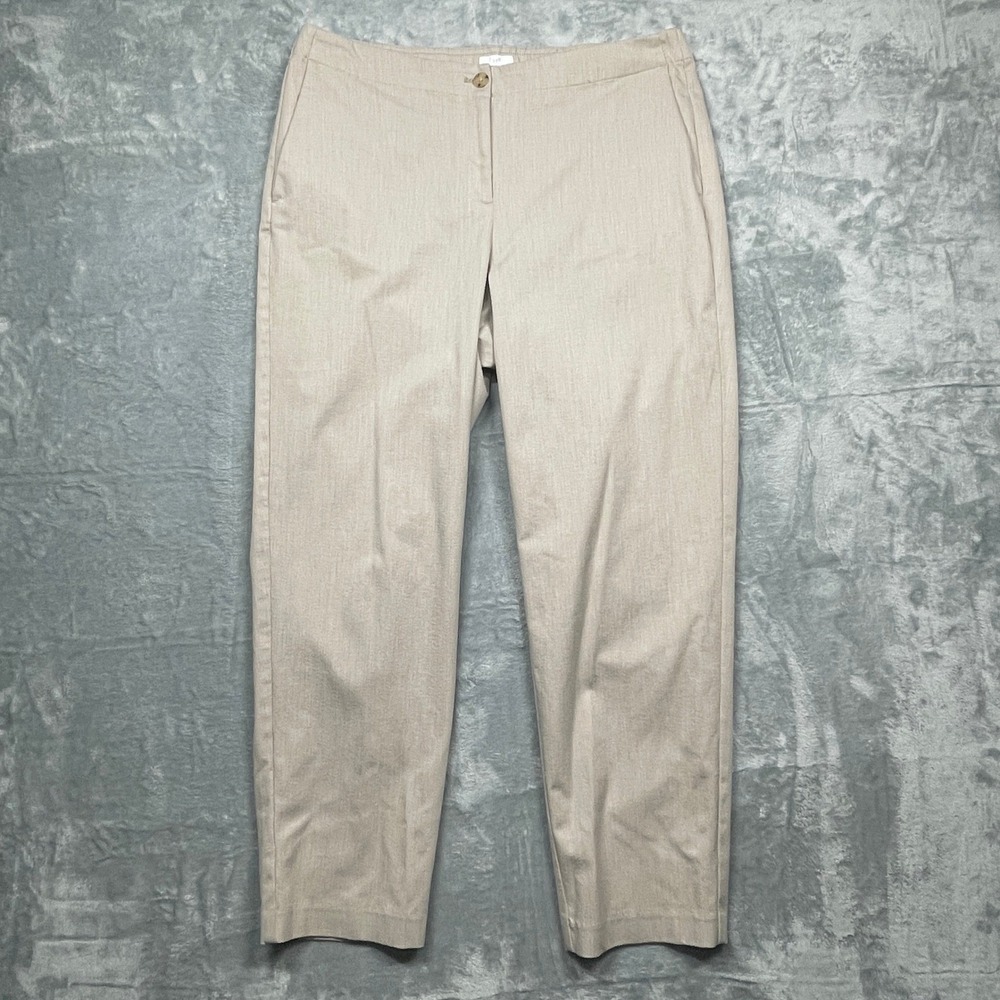J. Jill Trousers Women Beige Stretch Tapered Leg Career Dress Pants Size 16